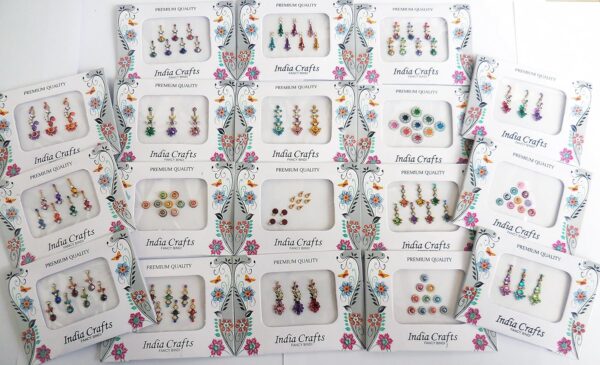 12 Combo Bindi Packs All in One- Multicolored Face Jewels Bindi Stickers Indian Forehead Tika