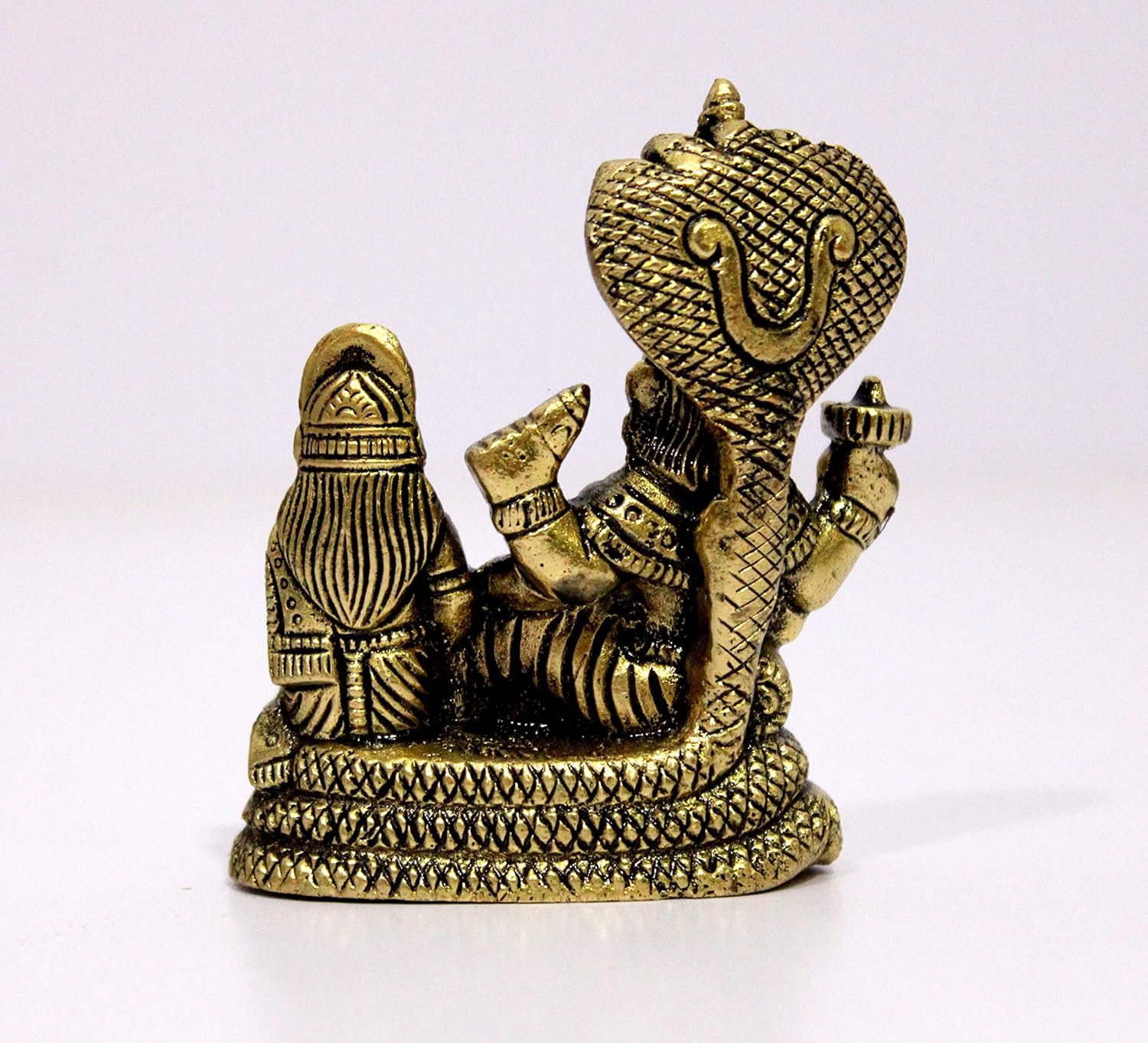 eSplanade Brass Lord Vishnu Laxmi in Ksheer Sagar - Lakshmi Narayan - Murti Idol Statue Sculpture - Golden - 3.1" Inches - Image 5