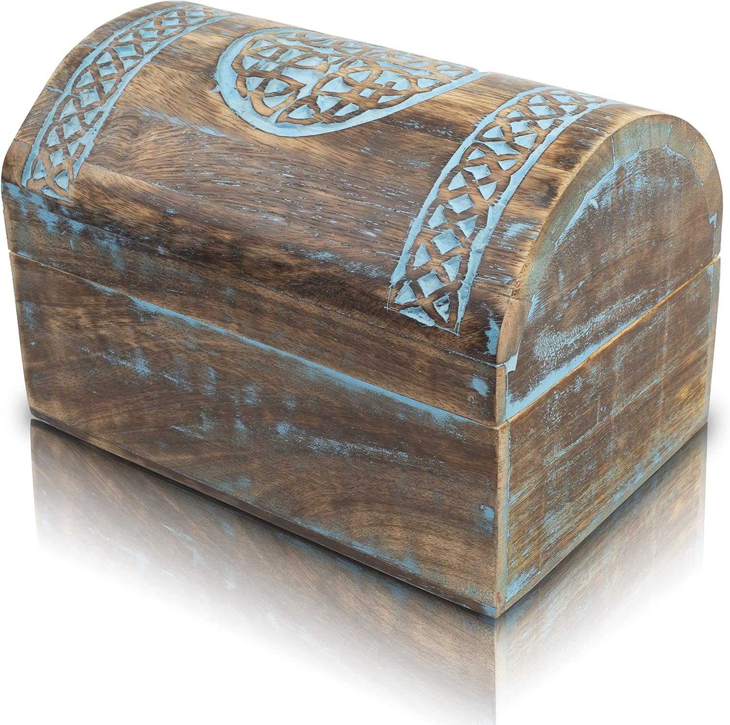 The Great Indian Bazaar Beautiful Birthday Gift Ideas Handmade Decorative Wooden Jewelry Box With Celtic Carving Jewelry Organizer Keepsake Box Treasure Chest Trinket Holder Watch Box Storage Box