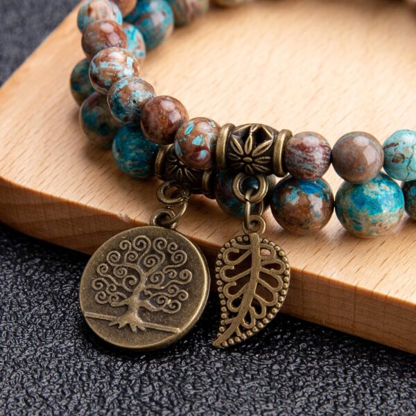 Bivei Natural Semi Precious Gemstone beads bracelet for women - Life Tree and Leaf Charm Energy Reiki Crystal Stretch Bracelets - Image 4