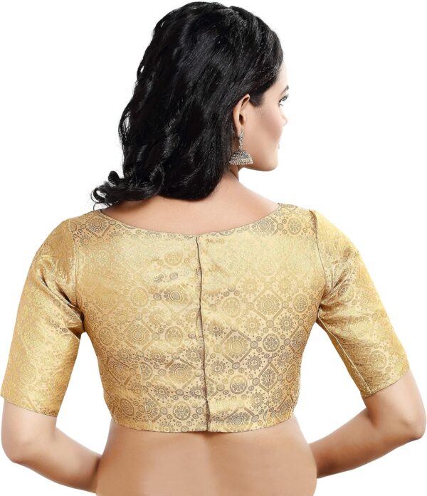 Womens Traditional Rich Banaras Brocade Readymade Saree Blouse - Image 2