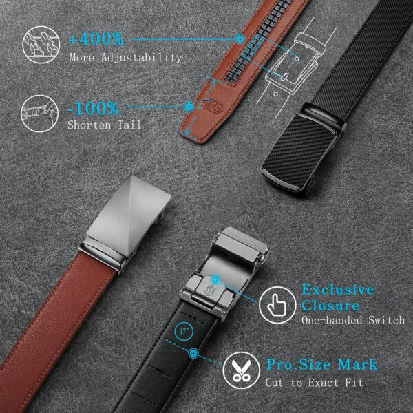 Zitahli Belt Men, Ratchet Belt Dress with 1 3/8" Premium Leather,Slide Belt with Easier Adjustable Automatic Buckle - Image 3