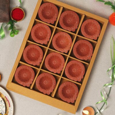 Handmade Terracotta Set of 12 Clay Diya for Diwali/Navratri Decorations Oil Lamp Diwali Clay Diya Tea Light Holder Indian Festival Diyas for Pooja & Diwali Decorations | TRBD12M-03