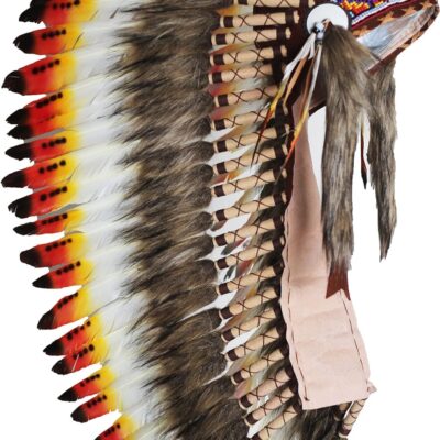 Medium Indian Brown Feather Headdress (36 Inch Long).