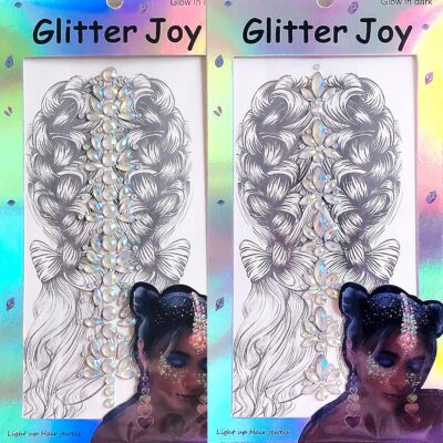 Luminous Body Jewels Sticker Grow in Dark Hair Body Gems Tattoo Noctilucence Bindi Rhinestone Hair Body Jewelry,2-Pack