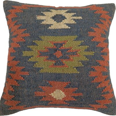 Trade Star Kilim Cushion Cover 70% Jute 30% Wool Handwoven Rug Pillow Cover Handmade Indian Cushion Cover Decorative Throw Pillows for Home Decor 18x18 Square Boho Vintage Pillow Case