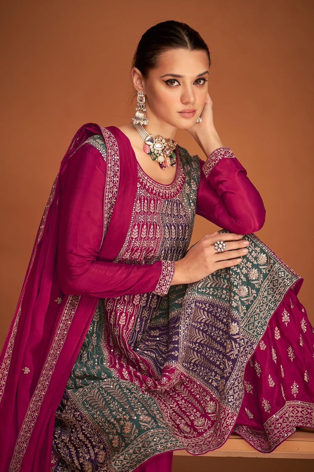 Fashion Boutique New Indian/Pakistani Eid Special Party/Ethnic wear Georgette Sharara Style Salwar Kameez Dress for Womens - Image 2