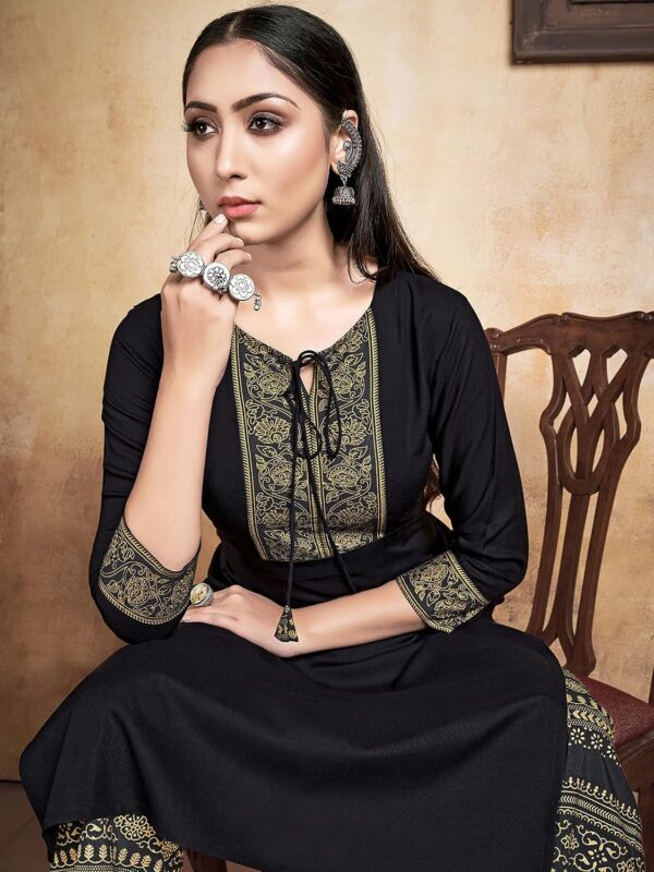 Indian Kurti for Womens With Palazzo/Pant | Rayon Embroidered Kurta Partywear Kurtis Dress For Women Tops Tunic - Image 6