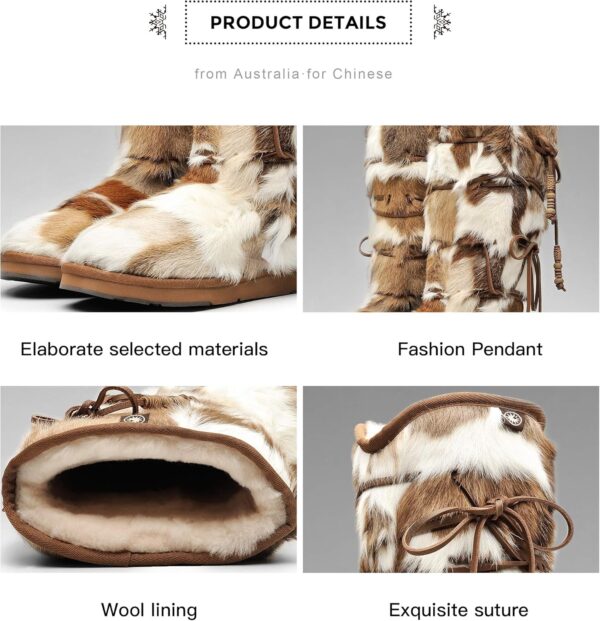 AU&MU Aumu Womens Comfort Suede Fur Shearling Stylish Knee High Winter Snow Boots Women Sheepskin - Image 5