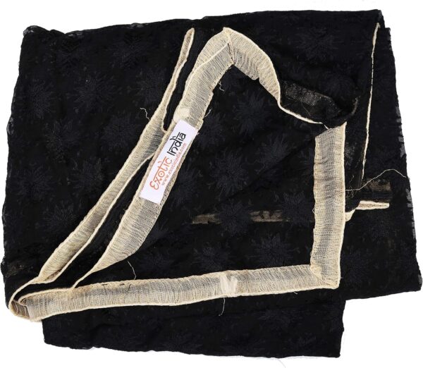Exotic India Phulkari Dupatta from Punjab with Embroidered Bootis in Self-color Thread - Chiffon - Image 5