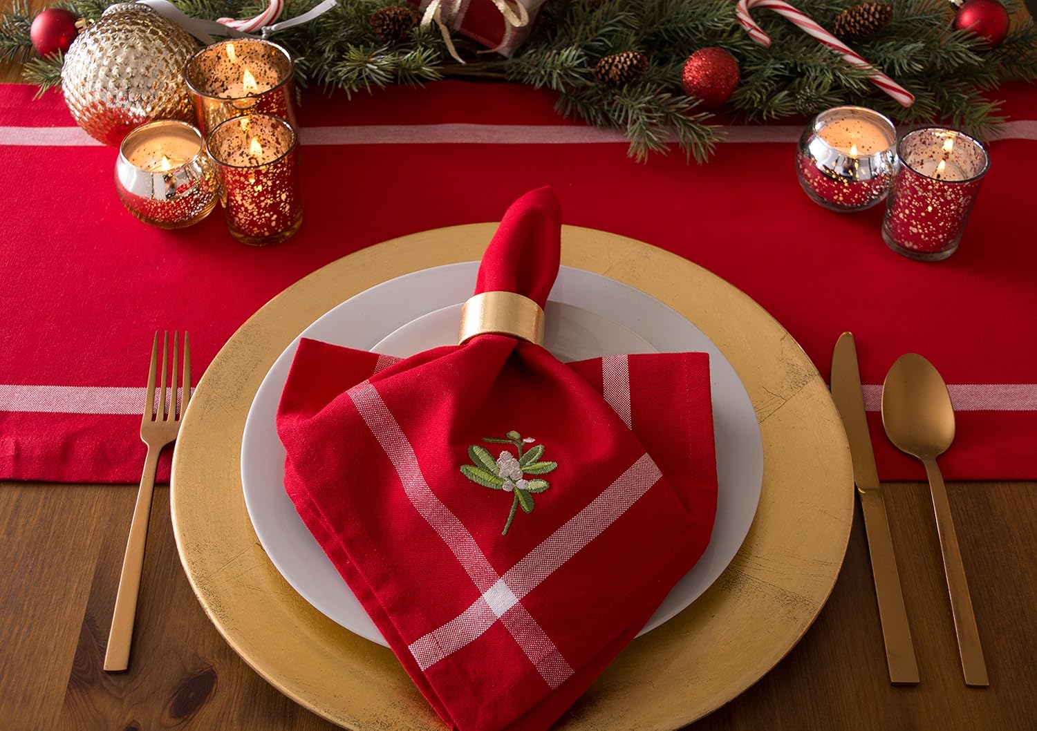DII Embroidered Mistletoe 100% Cotton, Machine Washable, Table Runner for Dinner Parties, Christmas, and Holidays - 14x72 - Image 5