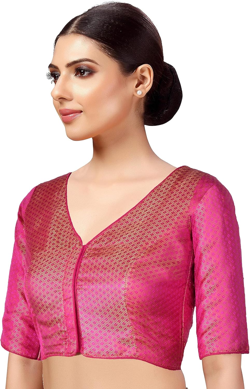 Chandrakala V-Neck Blouses for Women Sarees,Readymade (B213-P) - Image 2