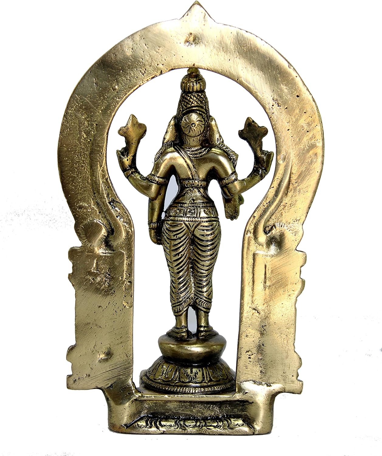 eSplanade Brass Lord Balaji Moorti Murti Idol Statue Praying Idol for Pooja - Vishnu Narayan Home Decor (7" inches Height) - Image 4