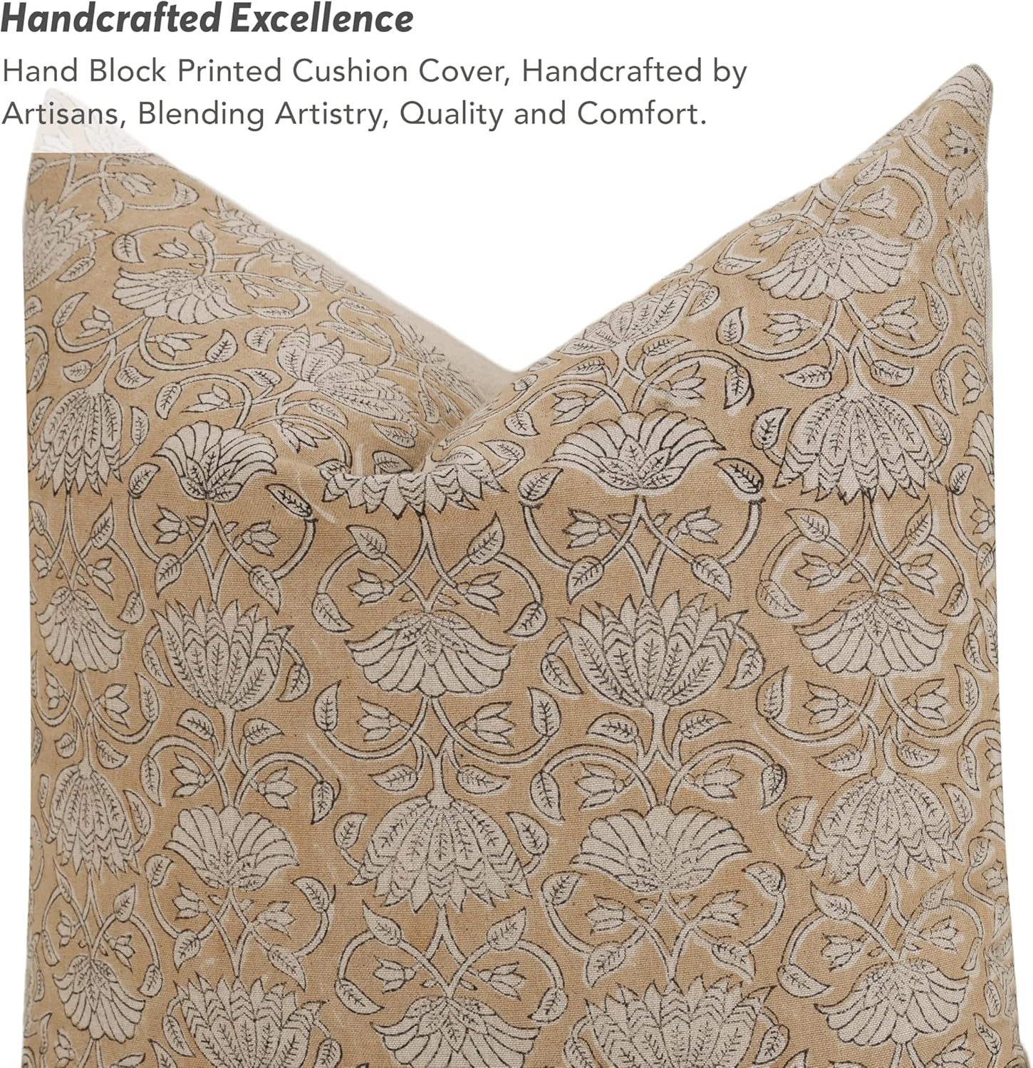 Handmade Block Print 100% Thick Cotton 20" x 20" Accent Throw Cushion Cover with Zipper-Pillowcase for Bedroom, Living Room, Outdoor, Couch, Sofa, Chair, Bed, Patio, Home Décor- Elsa (Dust Pink) - Image 2