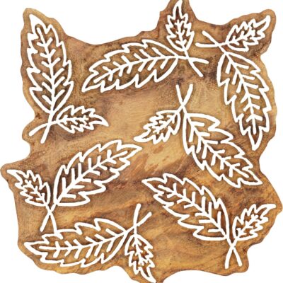 IBA Indianbeautifulart Textile Printing Block Leaves Hand Carved Wooden Stamp Wood Block Printing Textile Stamp for Fabric/Pottery Blocks- 5 Inches
