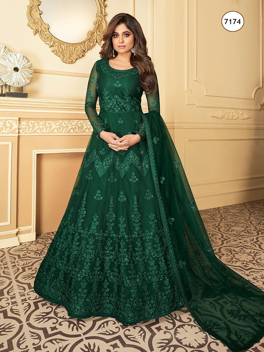 Delisa Indian/Pakistani Bollywood Party Ready to Wear embroidered Gown Suit Salwar Kameez For Women DF-7172-7177 - Image 2