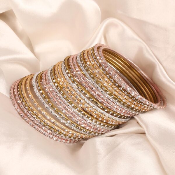 Touchstone Indian Bollywood Gorgeous Handcrafted Hand Saw Peeled Pattern Designer Jewelry Bracelets Bangle in Gold or Copper or Silver Tones for Women. - Image 8