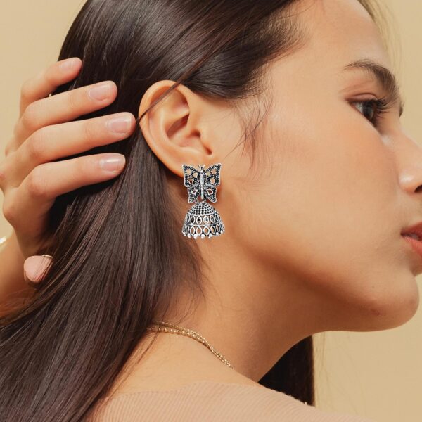 Traditional Butterfly Earrings for women jhumka oxidised Earrings for women jhumkas traditional Jhumki Artisan earrings for special occasions - Image 2
