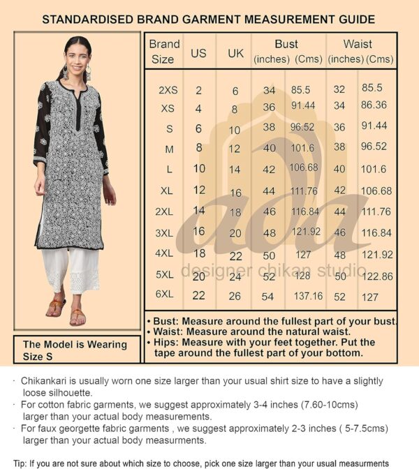 Ada Indian Hand Embroidered Chikankari Women's Straight Cotton Kurta Kurti Tunic A197536 - Image 3