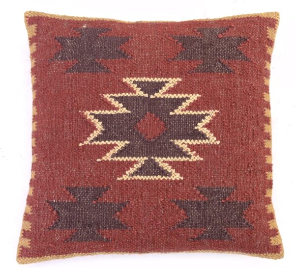 3 PCS Set of Vintage Decor Hand-Loom Design Square Jute Rug Pillow Kilim Cushion Cover 18x18 Beautiful Handmade Jute Rug - Image 2