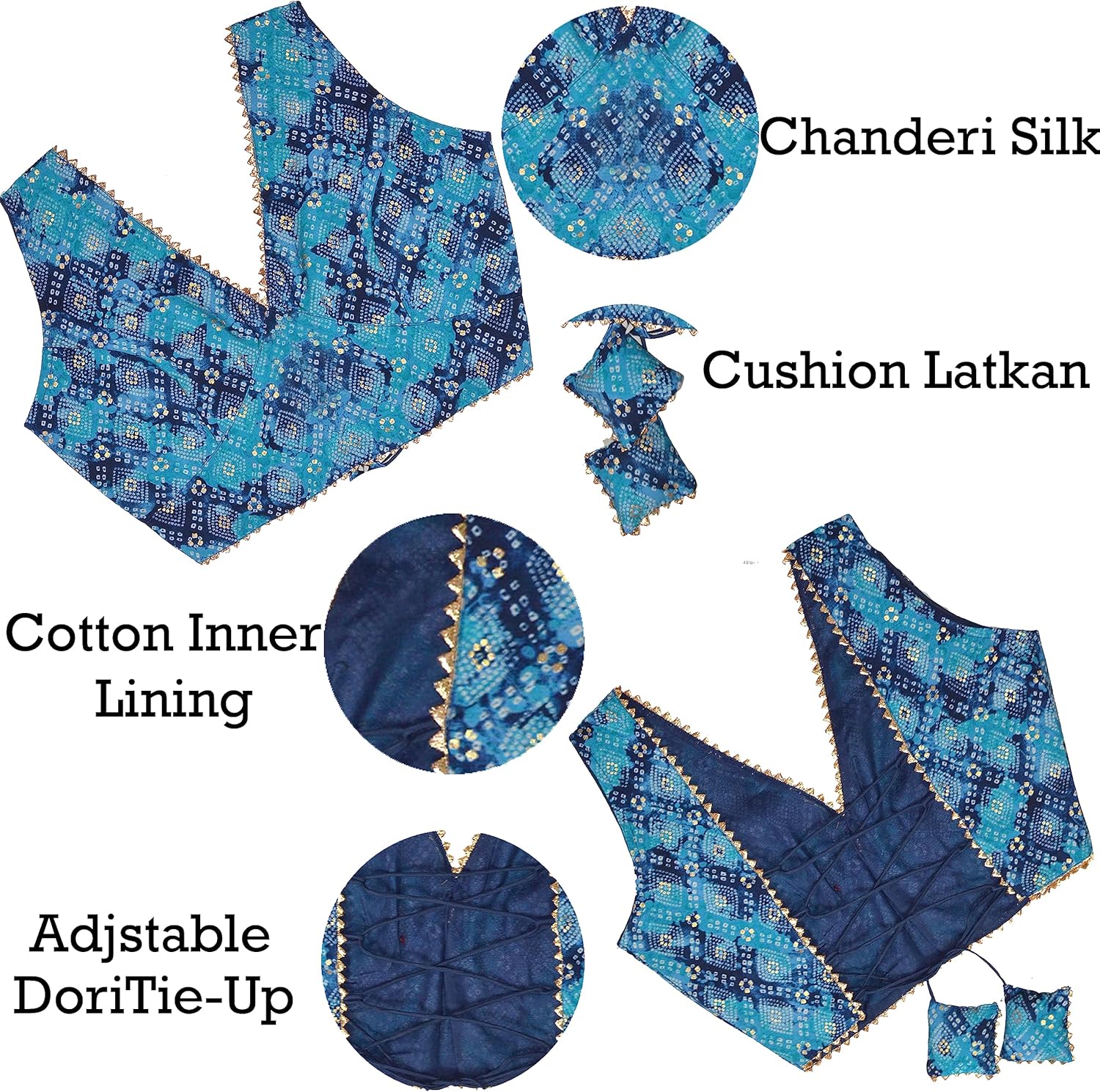 Chandrakala Backless Blouses for Women sarees,Readymade (B204-P) - Image 5