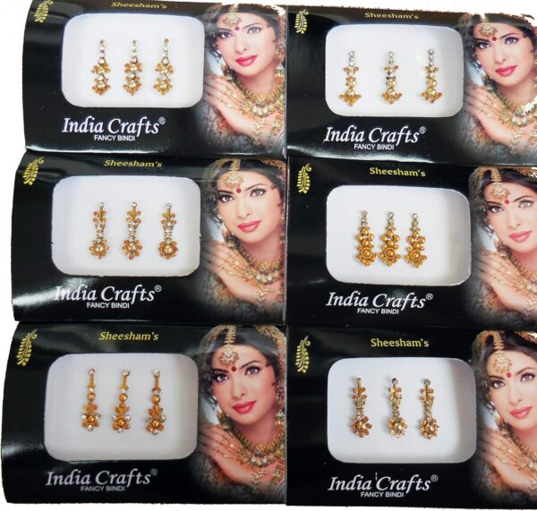 8 Combo Bindi Packs Silver/Gold/Black/Multicolored Face Jewels Bollywood tika - Image 2