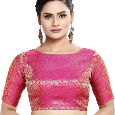Womens Traditional Rich Banaras Brocade Readymade Saree Blouse