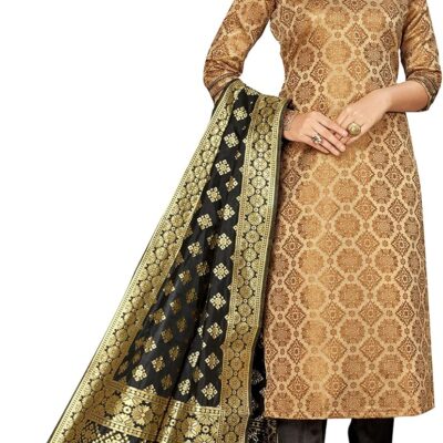 Indian Pakistani Women's Readymade Salwar Kameez Banarasi Art Silk Woven Suit with SIlk Dupatta Stitched Dress