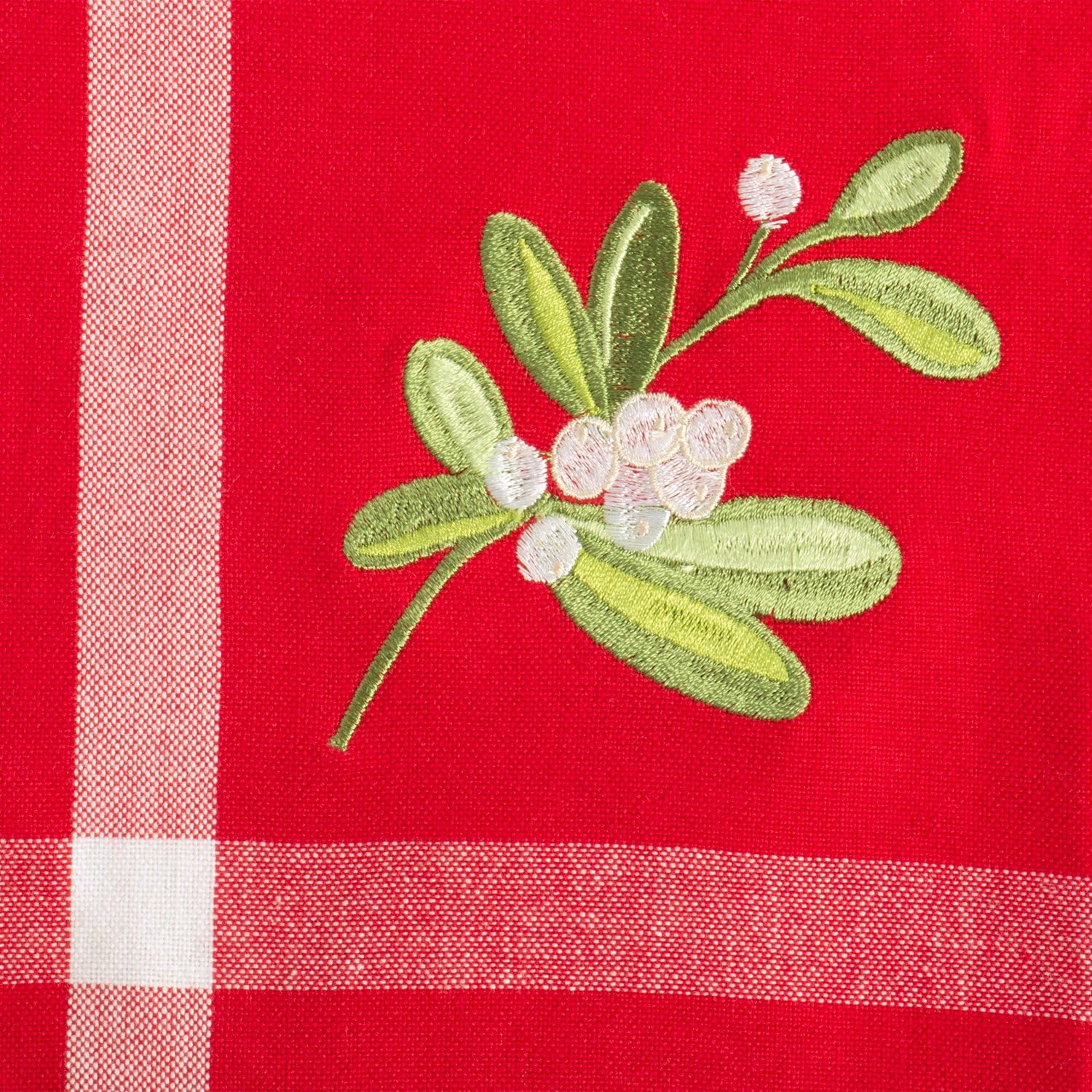 DII Embroidered Mistletoe 100% Cotton, Machine Washable, Table Runner for Dinner Parties, Christmas, and Holidays - 14x72 - Image 2