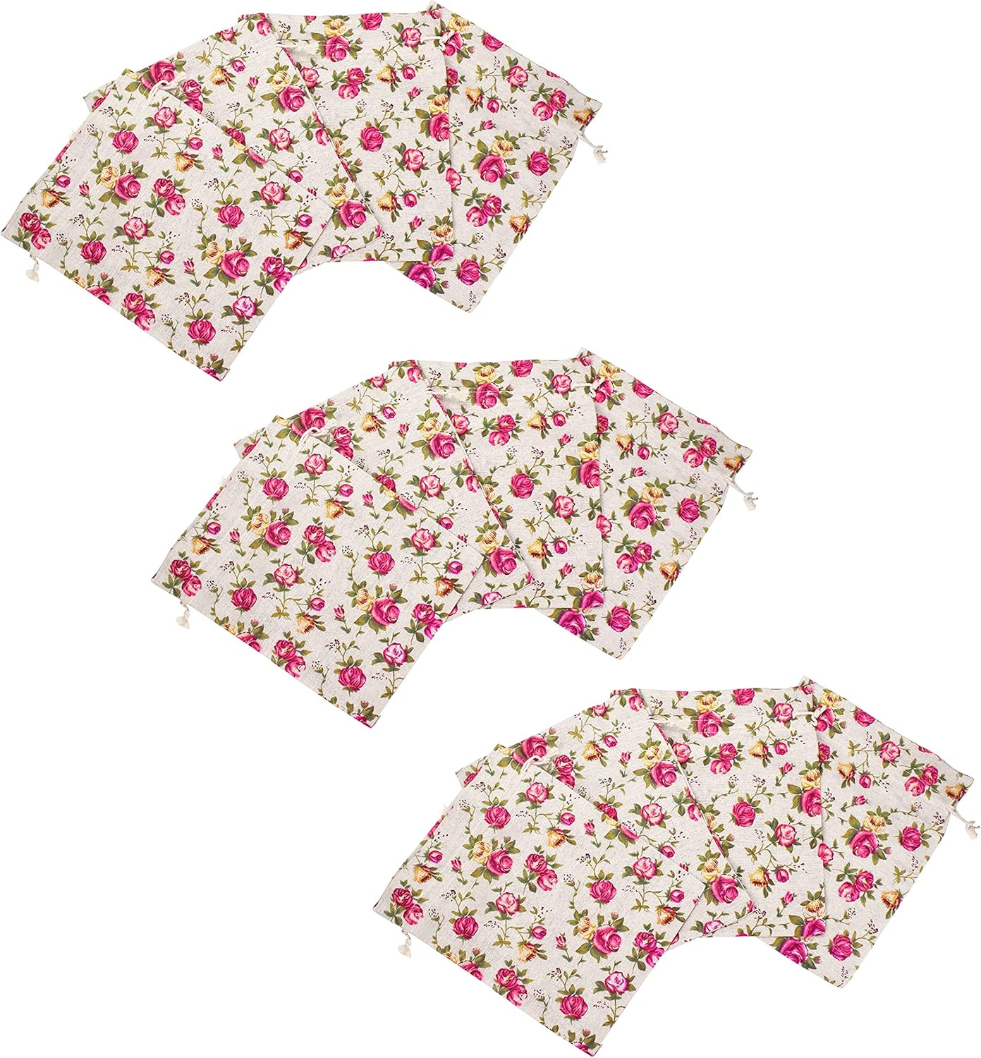 Mandala Crafts Rose Burlap Drawstring Bags - Floral Gift Bags – Flower Linen Burlap Bags with Drawstring Small Pouches for Wedding Party Favor Jewelry 30 Bags 6X8 Inches - Image 3