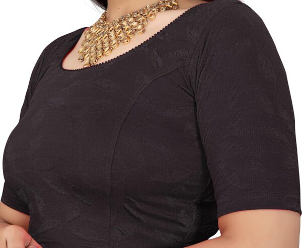 KNETLI Polyester Cotton Readymade Blouse for Women-Round Neck,Half Sleeve,Stretchable - Image 3