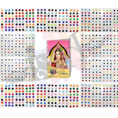 IS4A 960 Multicolored Bollywood Forehead Stickers Adhesive Body Jewelry 10 Page Book of Different Sized Tattoo Bindi Round Dot (Multi-color)