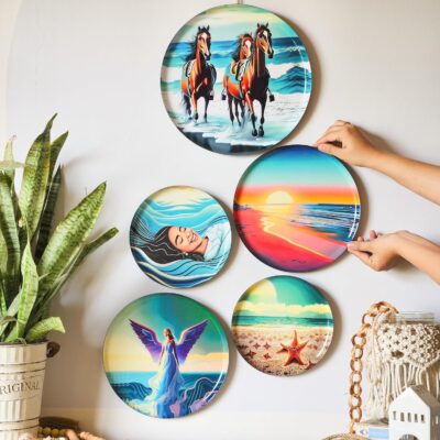 RITUALISTIC Indian Ocean Wall Plates Set of 5 | Wall Arts For Home Decoration, Living Room, Bedroom, Office Decor | Aesthetic Room Decor Items | Wall Hanging Showpiece