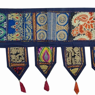 ICC valances for Windows Toran Cotton Vintage Patchwork Door Hanging Valance Window Hand Embroidered Bohemian Decor Living Room Wall Bedroom Living Room Home Handmade Decorations Violet 42 Inches