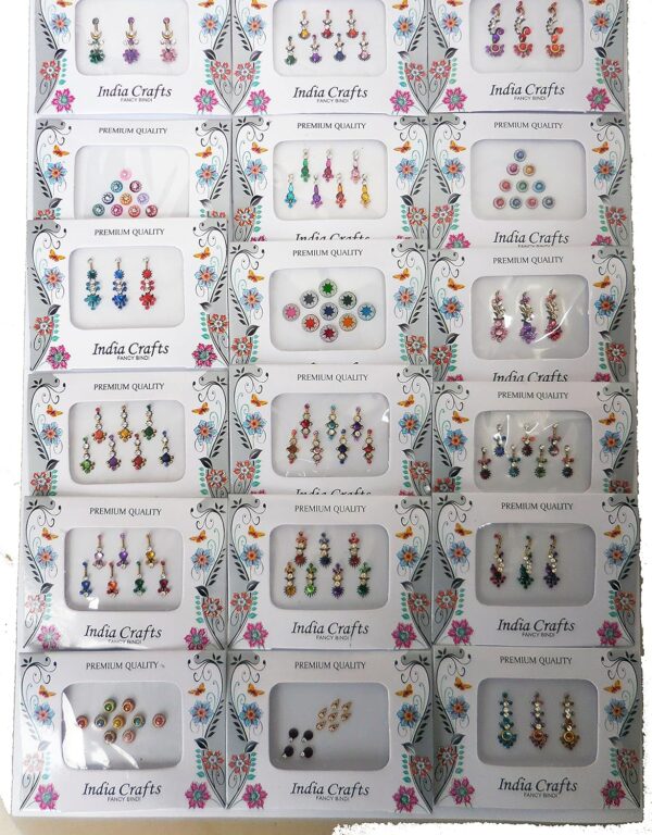 12 Combo Bindi Packs All in One- Multicolored Face Jewels Bindi Stickers Indian Forehead Tika - Image 2