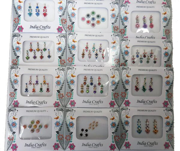 12 Combo Bindi Packs All in One- Multicolored Face Jewels Bindi Stickers Indian Forehead Tika - Image 4