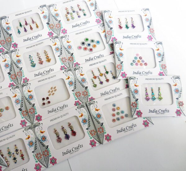12 Combo Bindi Packs All in One- Multicolored Face Jewels Bindi Stickers Indian Forehead Tika - Image 6