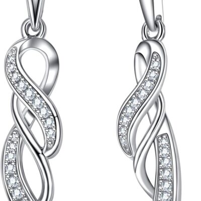 Moissanite Dangle Earrings Infinity Drop Earring for Women D Color VVS1 Clarity Round Brilliant Cut S925 Sterling Silver Gift for Her Mom Wife with Certificate
