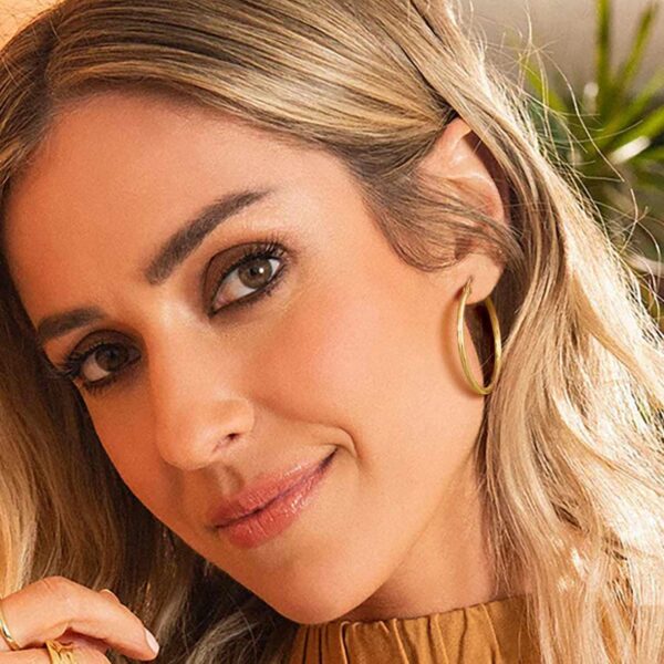 14K Gold Hoop Earrings Large Hoop Earrings Hoop Earrings for Women Hypoallergenic Gold Earrings Hoops Gold Jewelry (35mm*2mm) - Image 2