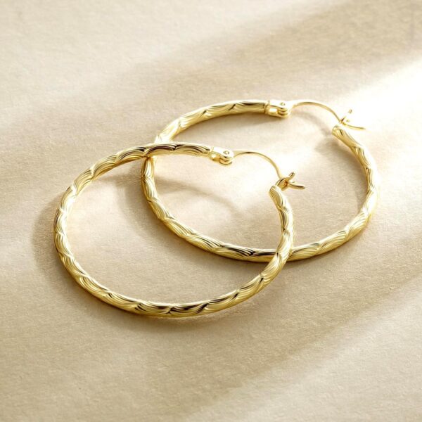 14K Gold Hoop Earrings Large Hoop Earrings Hoop Earrings for Women Hypoallergenic Gold Earrings Hoops Gold Jewelry (35mm*2mm) - Image 5