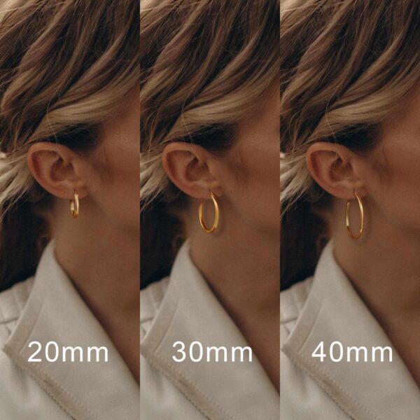 14K Gold Hoop Earrings for Women 14K Gold Earrings Lightweight Gold Hoop Earrings Hoops 20mm/30mm/40mm - Image 2