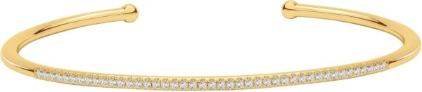 14K White/Yellow Gold Plated Silver Bangle Bracelet With 0.40 TCW Lab Grown Diamond/Moissanite (D-E Color, Round Brilliant Shape, VS Clarity) Bracelet For Women, Gift For Her Jewelry For Women - Image 2