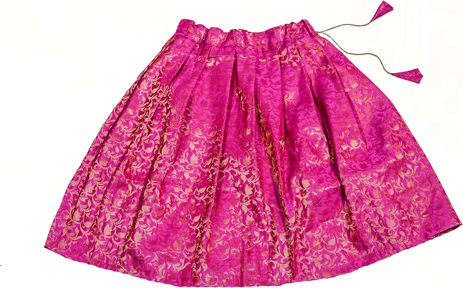 TRADITION INDIAGreen Dupion & Brocade Silk Lehenga Choli Set, Kids Lehenga Choli Set, Sleeveless Lehenga Choli - Image 2
