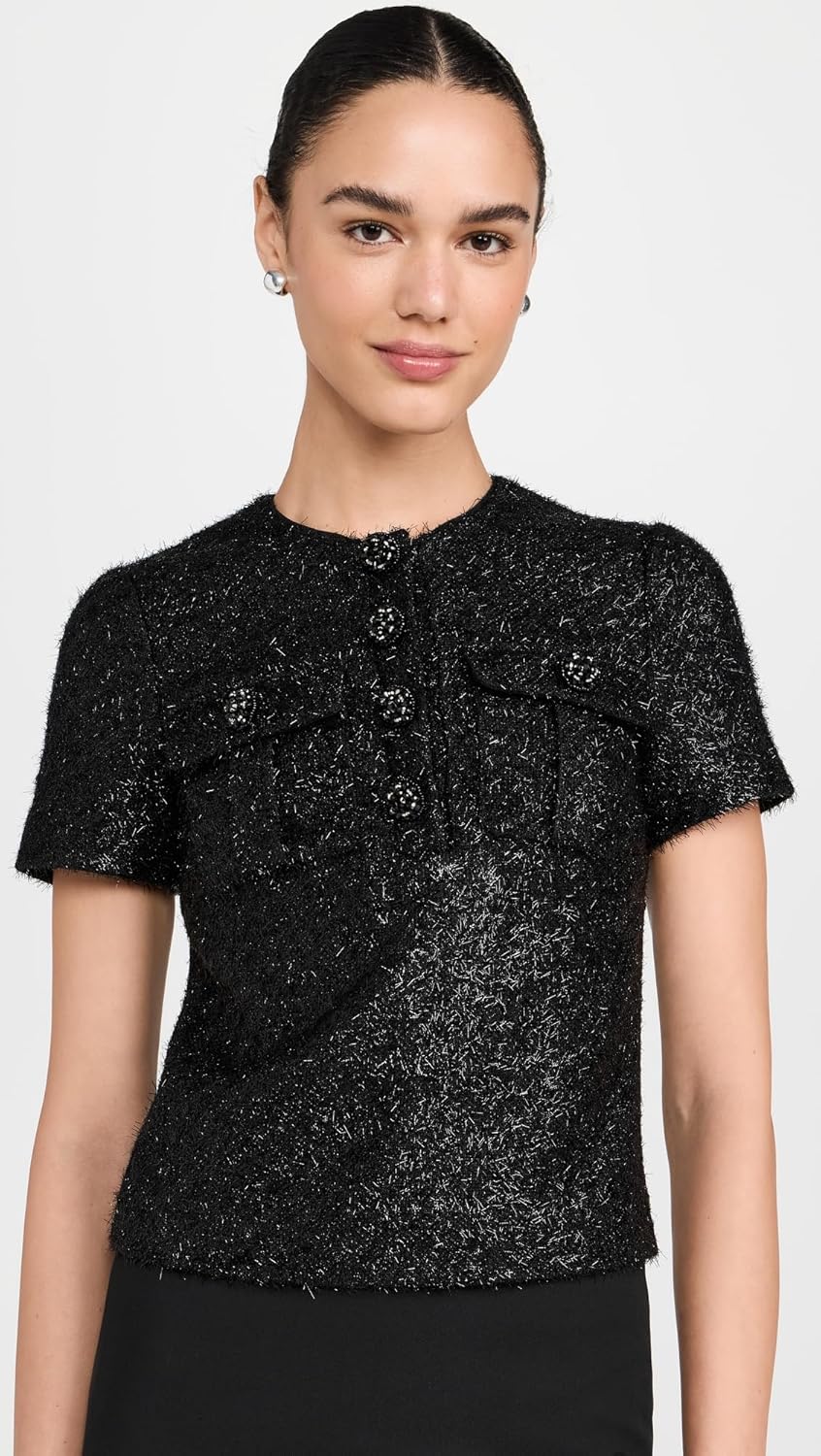 Self Portrait Women's Black Tinsel Boucle Top - Image 2