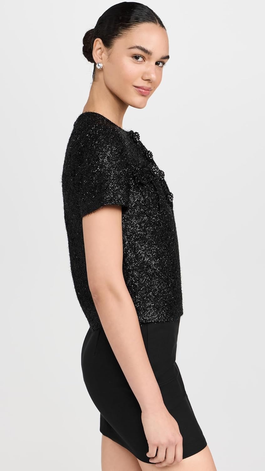 Self Portrait Women's Black Tinsel Boucle Top - Image 4