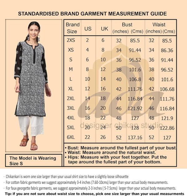 Ada Hand Embroidered Indian Chikankari Traditional Georgette Anarkali Kurta Kurti for Women A411207 - Image 3
