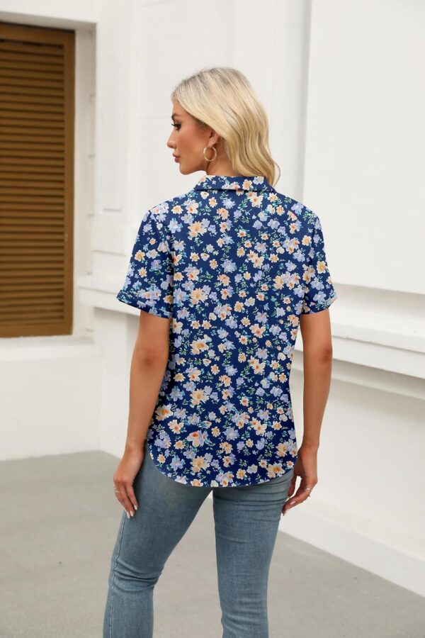 Zeagoo Womens Button Down Shirts Rolled Cuffed Short Sleeve Shirt Cute Collared Summer Casual Work Blouse - Image 3