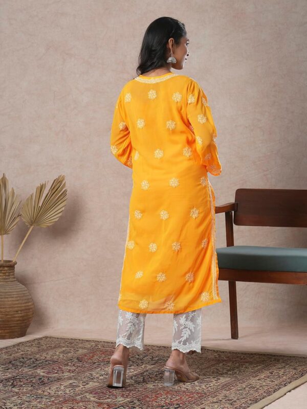 Ada Indian Hand Embroidered Chikankari Ethnic Wear Georgette Kurta Kurti Tunic for Women A95504 - Image 2