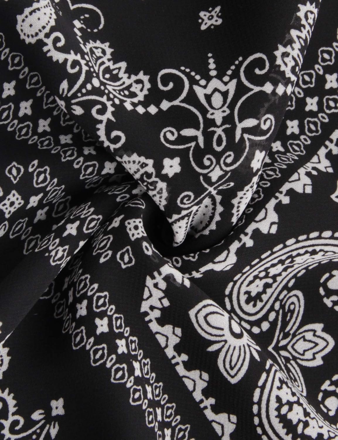 Lotusmile Women's Lightweight Flowy Shirt Double-Layered Printed Chiffon Poncho Blouse Top - Image 6