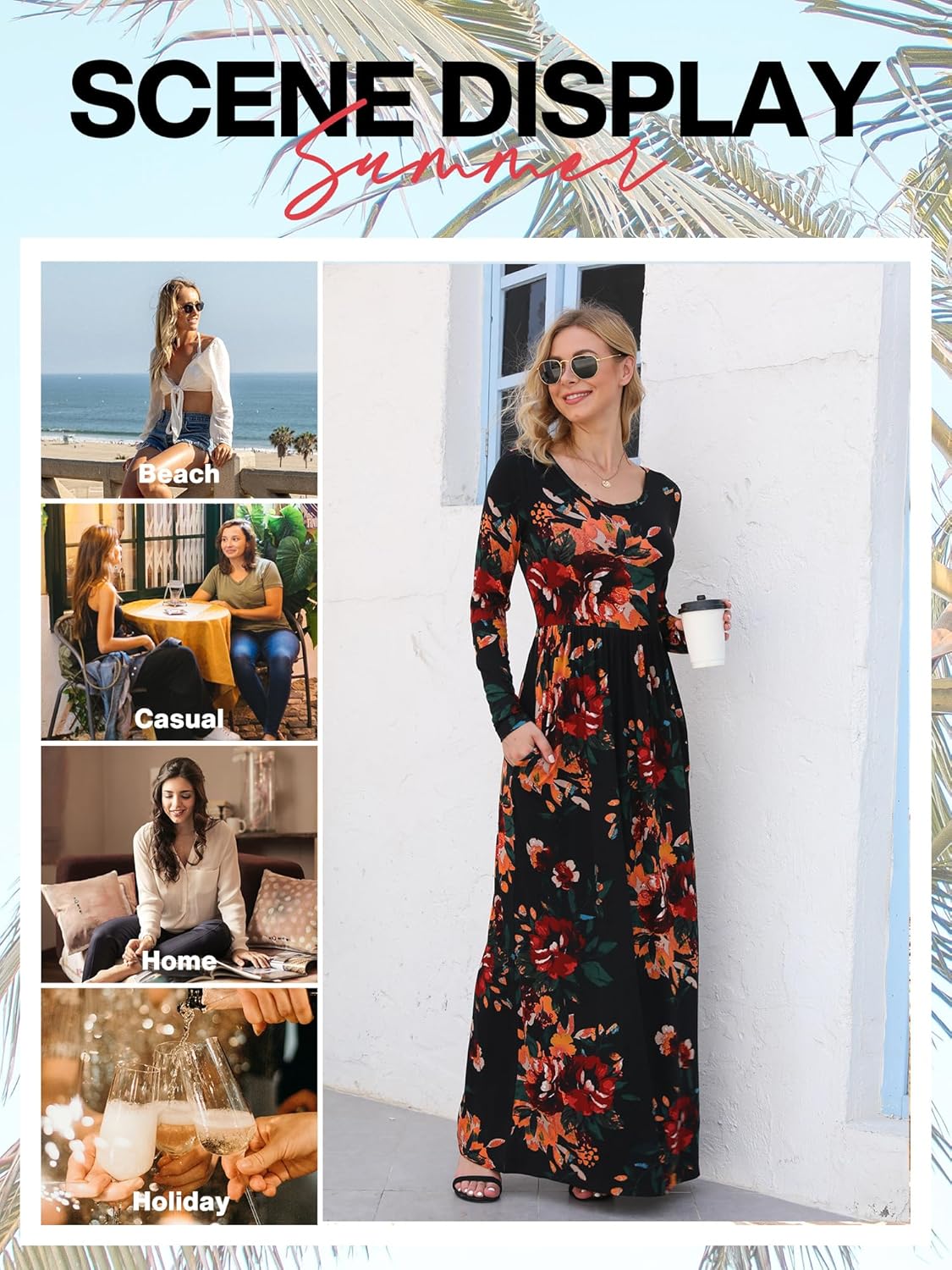 VIISHOW Women's Long Sleeve Loose Plain Maxi Dresses Casual Long Dresses with Pockets - Image 4